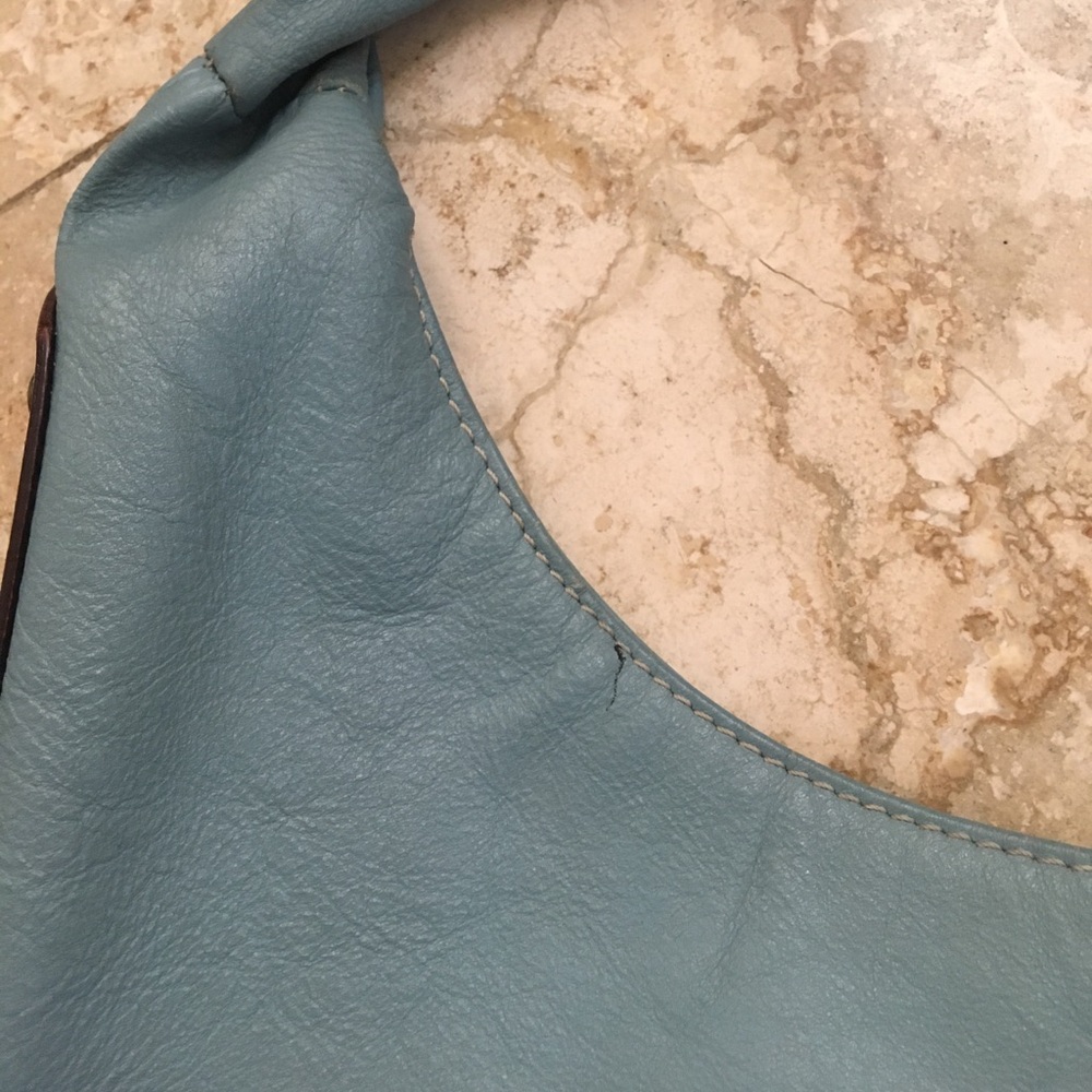 VtG RaRe🐬GuIa’S GeNuiNe ItaLiAn CalF sKin LeAtHer Teal BlUe BaMb0o HoB0 🔥 - Picture 9 of 12